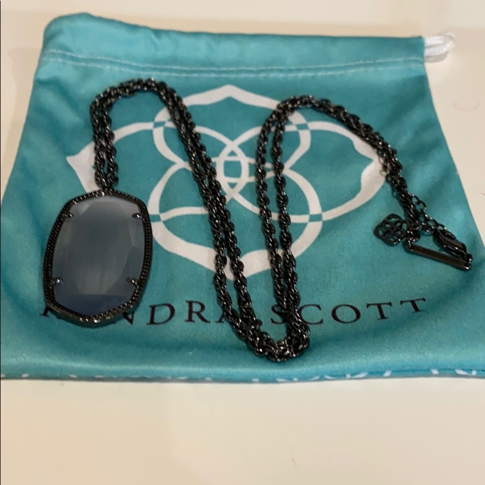 Gunmetal and slate reed necklace